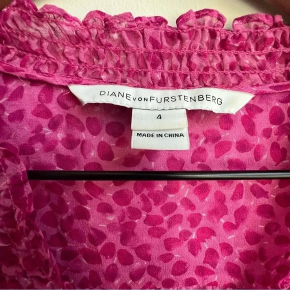 Diane von Furstenberg Layla Petal Dreams Printed Silk Chiffon blouse valentines - Picture 6 of 16